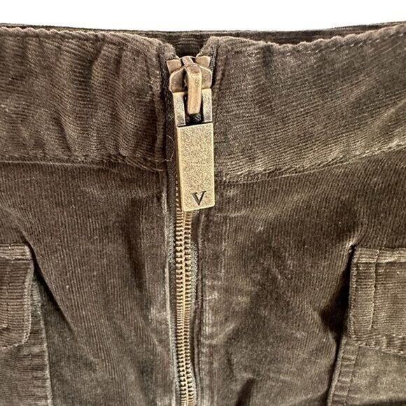 Vince Camuto Womens Olive Corduroy A-Line Skirt Size 12P Zip Pocket Fall - Picture 5 of 13